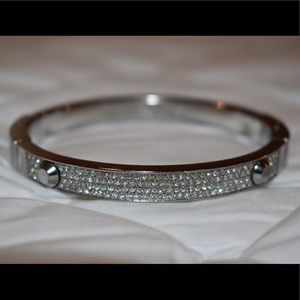 Authentic MK Silver-Tone Pave Crystal Bangle
